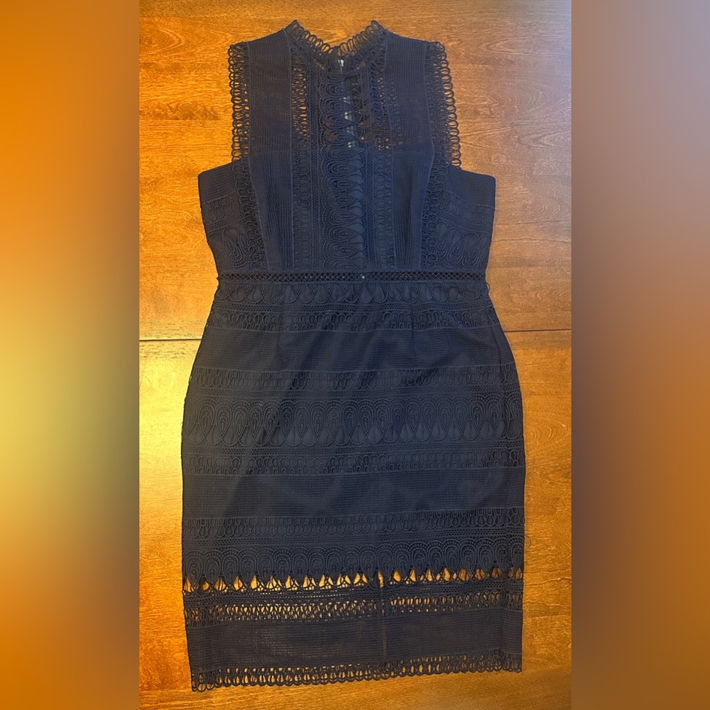 Bardot Strapless Navy Dress